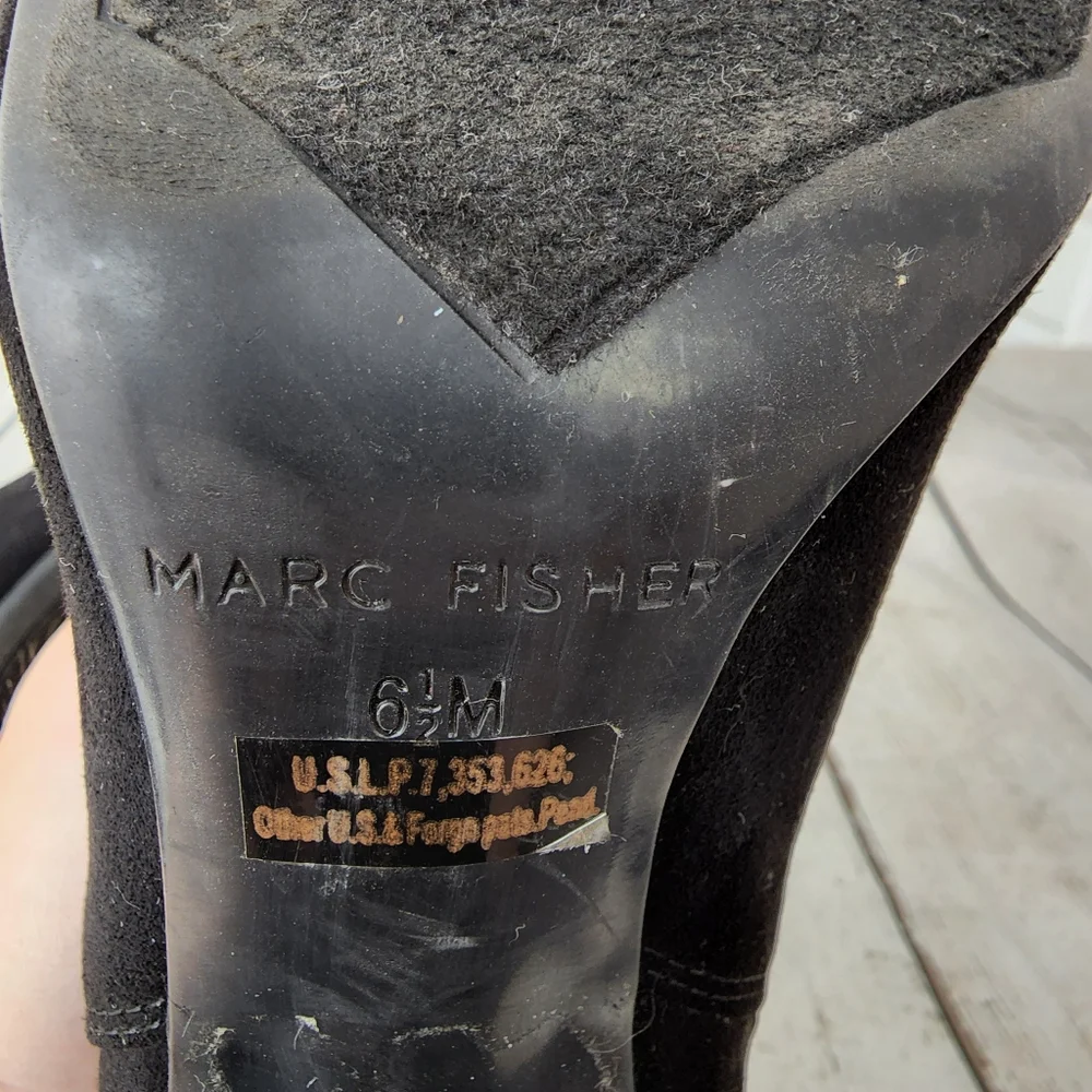 Marc Fisher Kalita Women's Ankle Boot Heels Slip On Pointed Toe Black - Picture 12 of 14